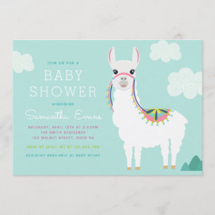 Invitación al Baby Shower de cumpleaños Alpaca Lla
