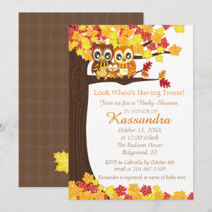 Invitación al baby shower de gemelos de la familia