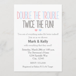 Invitación al Baby Shower de gemelos: Doble proble