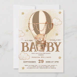Invitación al Baby Shower de Globos de Osos que Ap