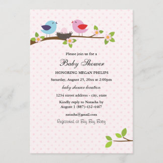 Invitación al Baby Shower de la Familia de Pájaros