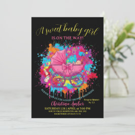 Invitación al Baby Shower de la Niña con Cochecito