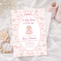 Invitación al Baby Shower de la Niña Conejo Floral