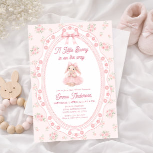 Invitación al Baby Shower de la Niña Conejo Floral