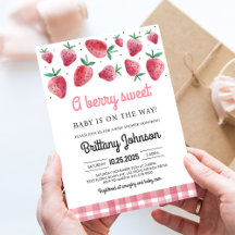 Invitación al Baby Shower de la Niña de la Fresa D