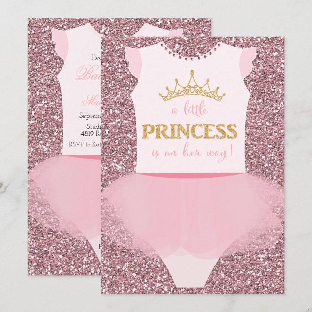 Invitación al baby shower de la pequeña princesa (Anverso / Reverso)