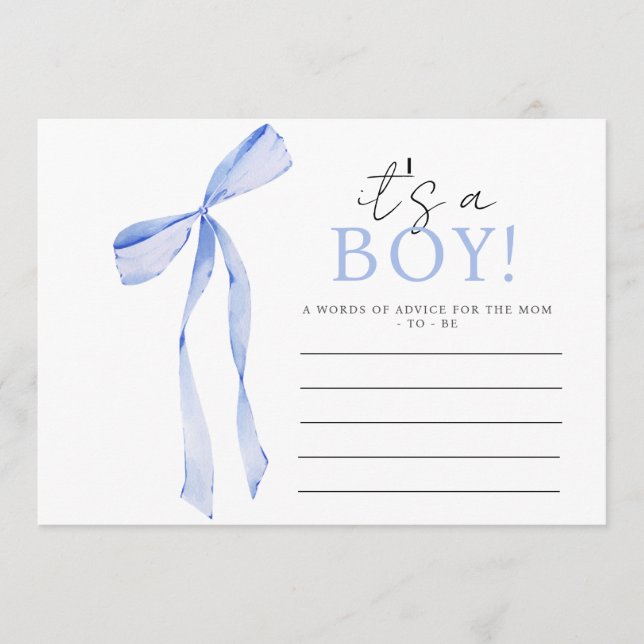 Invitación al Baby Shower de lazo azul, Baby Showe (Anverso)