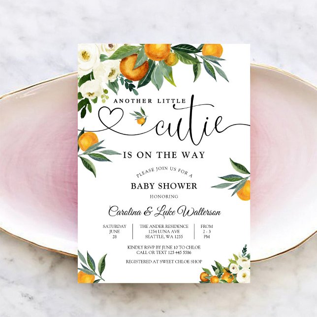 Invitación al Baby Shower de Little Cutie Citrus (Subido por el creador)