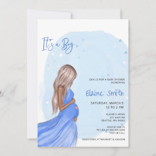 Invitación al baby shower de Mamá va a ser azul Es