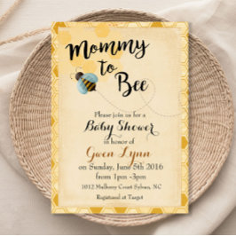 Invitación al Baby Shower de Mommy to Bee