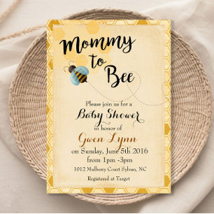 Invitación al Baby Shower de Mommy to Bee