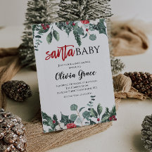 Invitación al Baby Shower de Navidad Santa Bebé Na