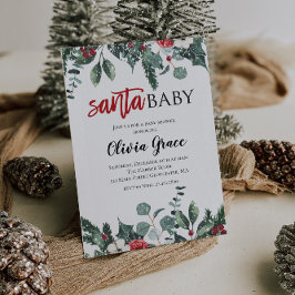 Invitación al Baby Shower de Navidad Santa Bebé Na