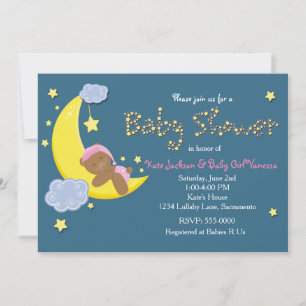 Invitación al BABY SHOWER de Niñas Teddy Bear Moon