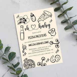 Invitación al Baby Shower de Oh Baby Pizza + Chupe