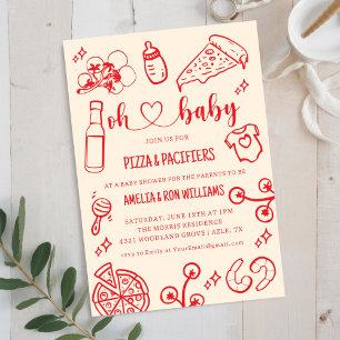 Invitación al Baby Shower de Oh Baby Pizza + Chupe