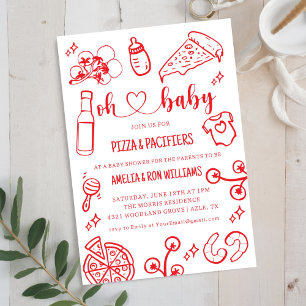 Invitación al Baby Shower de Oh Baby Pizza + Chupe