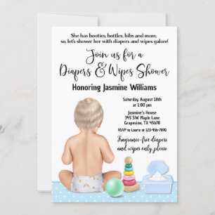 Invitación al baby shower de pañales y toallitas p