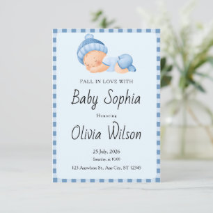 Invitación al Baby Shower de Ropa de Cadenita de "