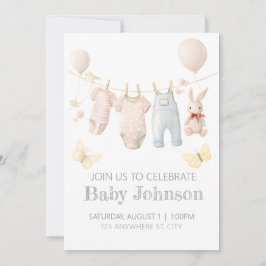 Invitación al Baby Shower de Ropa de Pastel para B
