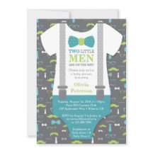 Invitación al Baby Shower de Twin Little Man, verd