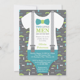 Invitación al Baby Shower de Twin Little Man, verd
