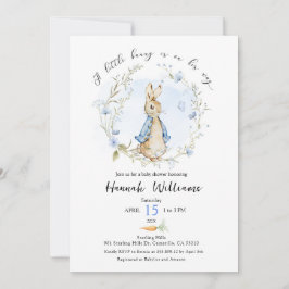Invitación al baby shower de un conejito en camino