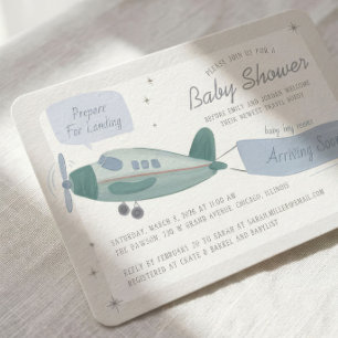 Invitación al Baby Shower de Viaje en Avión