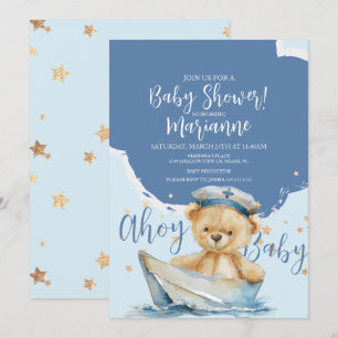 Invitación al Baby Shower del Marinero Oso Niño