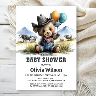 Invitación al baby shower del osito de peluche cou