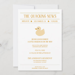 Invitación al baby shower del pato de noticias gra