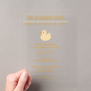 Invitación al baby shower del pato de noticias gra