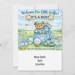 Invitación al Baby Shower del pequeño golfista