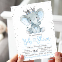 Invitación al Baby Shower del Príncipe Elefante Ni