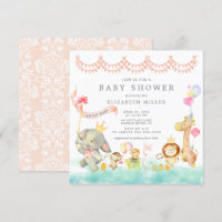 Invitación al Baby Shower Desfile de Animales Dulc