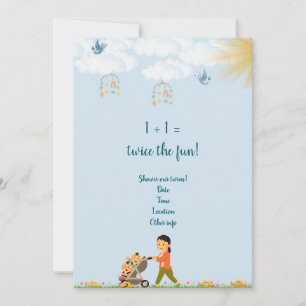 Invitación al Baby Shower gemelo de primavera