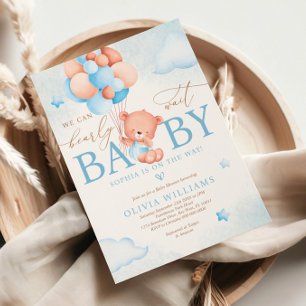 Invitación al Baby Shower Globo Osito 'Apenas Pode