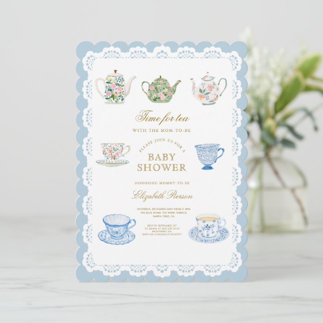 Invitación al Baby Shower Hora del Té (Anverso de pie)