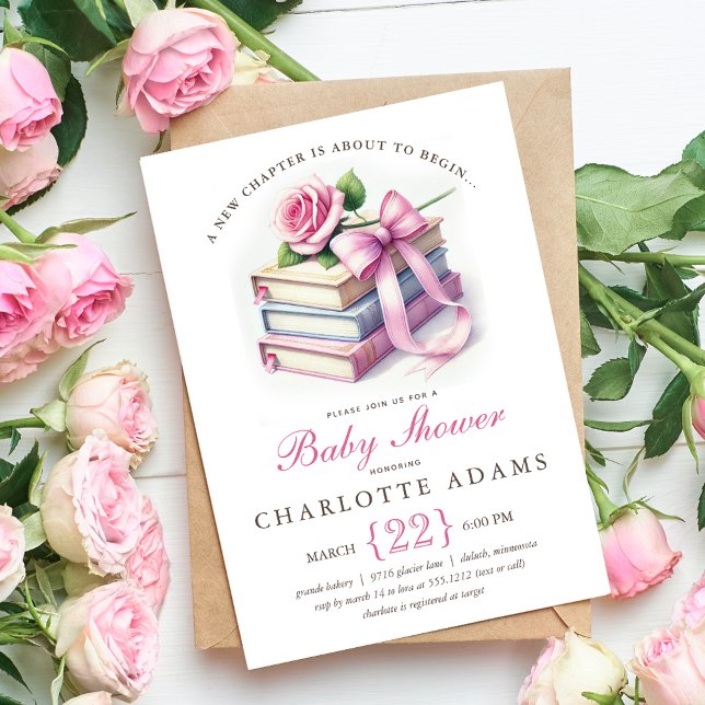 Invitación al Baby Shower para un Nuevo y Adorable (Cute New Chapter Baby Shower Invitation)