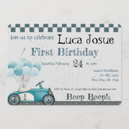 Invitación al Baby Shower por Cumpleaños con Coche