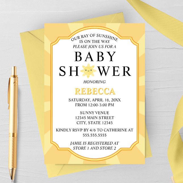 Invitación al Baby Shower Rayo de Sol (Subido por el creador)