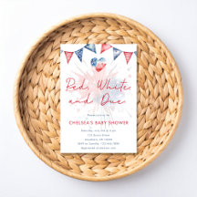 Invitación al baby shower Roja Blanca y a Tiempo