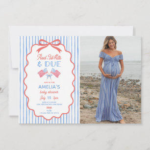 Invitación al baby shower Rojo Blanco y a punto