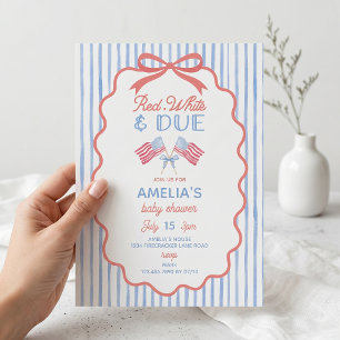Invitación al baby shower Rojo Blanco y a punto