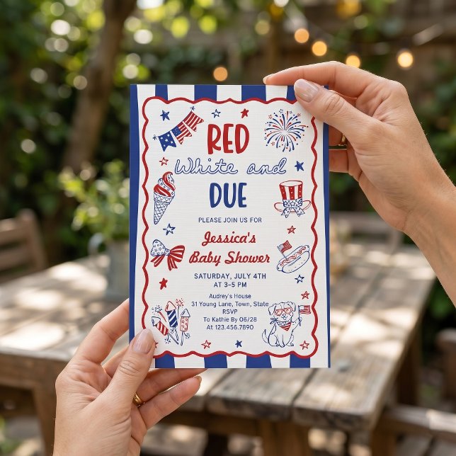 Invitación al baby shower rojo blanco y debido (Subido por el creador)
