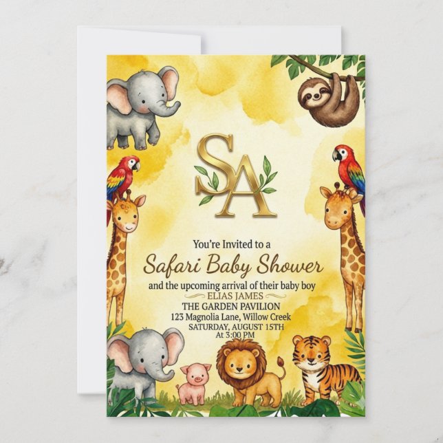 Invitación al Baby Shower Safari (Anverso)