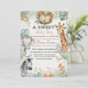 Invitación al Baby Shower Safari Tropical de Niño