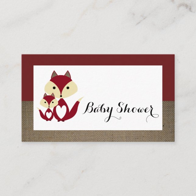 Invitación al Baby Shower Ticket Red Fox Burlap (Anverso)