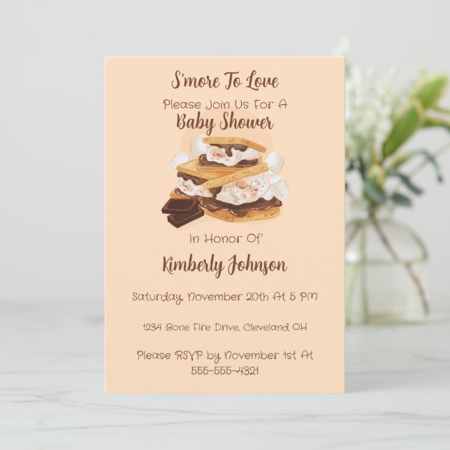 Invitación al Baby Shower: Un S’more para Amar (Anverso de pie)