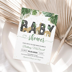 Invitación al Baby Shower Wild One Jungle Gold Saf